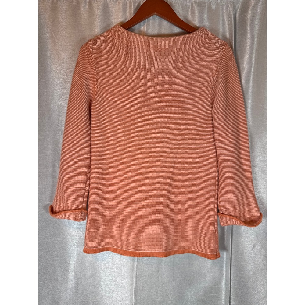 Boden Coral Striped Boat Neck 3/4 Sleeve Knit Sweater Women UK 12 US 8‎
